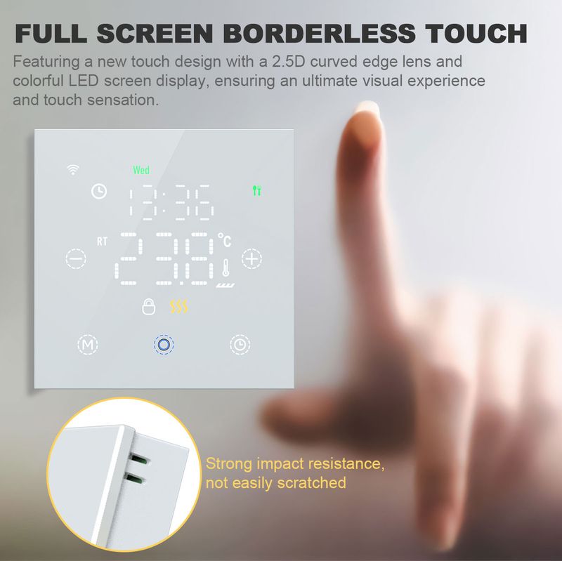 Tuy WiFi Älykäs Termostaatti Sähkölämmitykselle tai Lämmitysvesikattilalle Digitaalinen Etätermostaatti Google Homeen_voghion.com