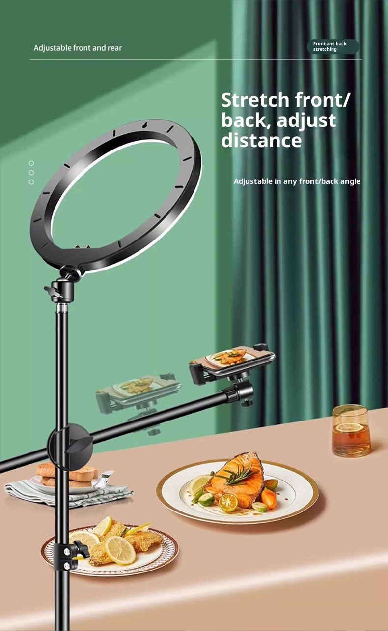 Live Streaming Video Phone With Fill Universal Food Light Desktop Round Plate Overhead Shooting Stand_voghion.com