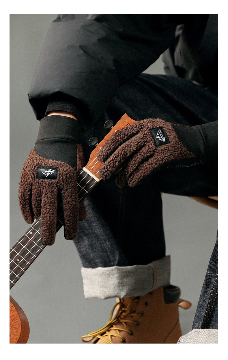 Winterwarme Herren, verdickter Plüsch, wind- und kältebeständig, Touchscreen-Strickhandschuhe für Outdoor-Radfahren, DY54_voghion.com