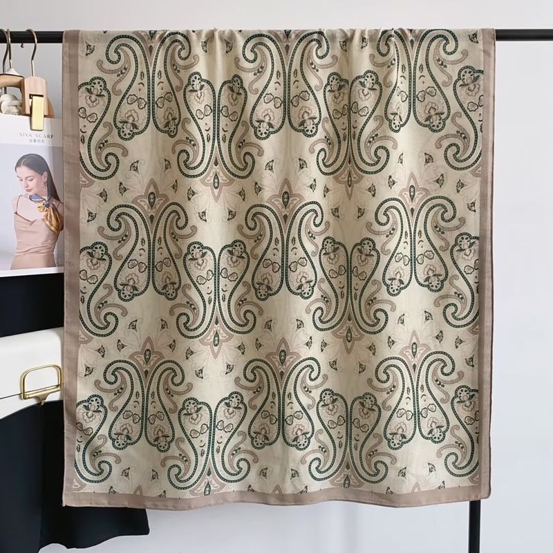 Sciarpa di seta sottile e setosa in stile etnico, sciarpa di cotone e lino, nuova primavera e autunno 2025, sciarpa da viaggio con protezione solare_voghion.com