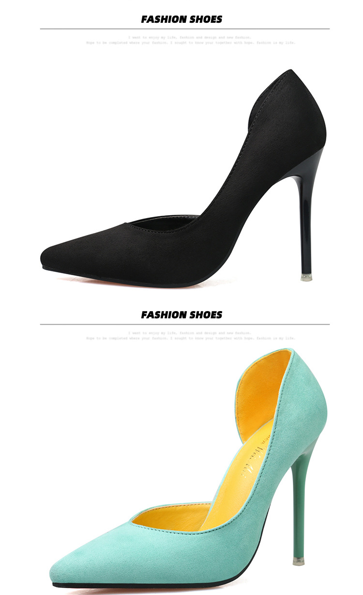 8915-3 Korean version fashionable and minimalist slim high heeled suede for slimming effect, shallow mouthed pointed_voghion.com
