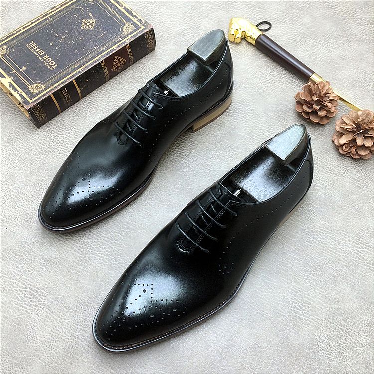 Italian Business Blue With Carve Patterns Fashion Bridegroom Leather Shoes_voghion.com