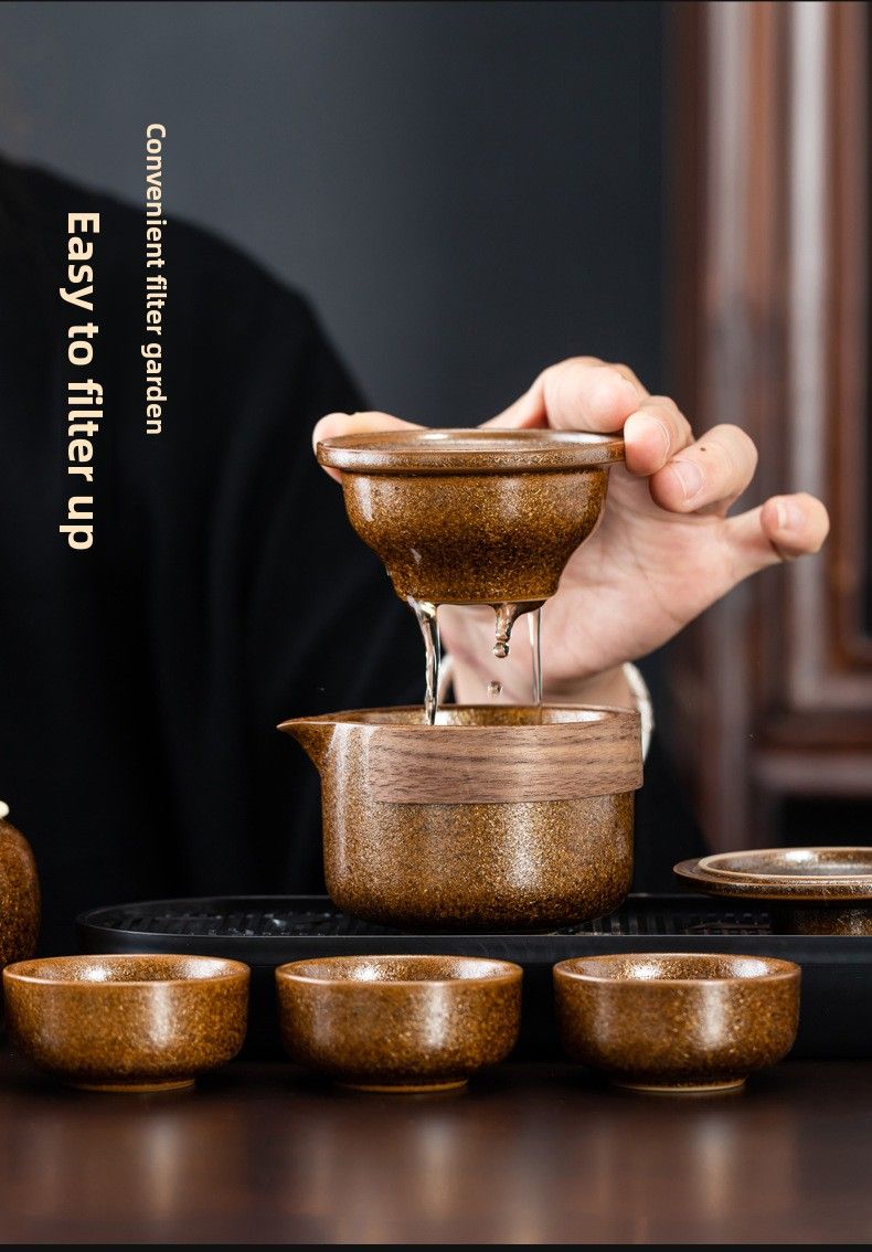Set Small Portable Quick Tea Cup Outdoor Camping Travel Teapot Teacup One Pot Two Cups_voghion.com