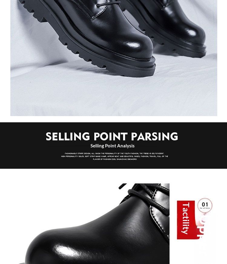 WalkPrime Derby da uomo, stivali bassi Martin, stile britannico, punta tonda, robusti, neri, scarpe casual in pelle con suola spessa, versatili_voghion.com