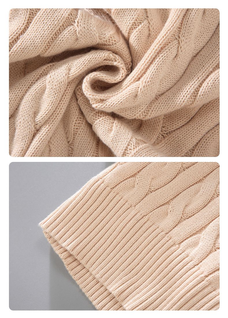 Herrenbekleidung Herbst/Winter Neuer Stil Halbhoher Strickpullover mit hohem Kragen, dicker Grobstrick, Reißverschluss, lockerer Schnitt, Strickjacke_voghion.com