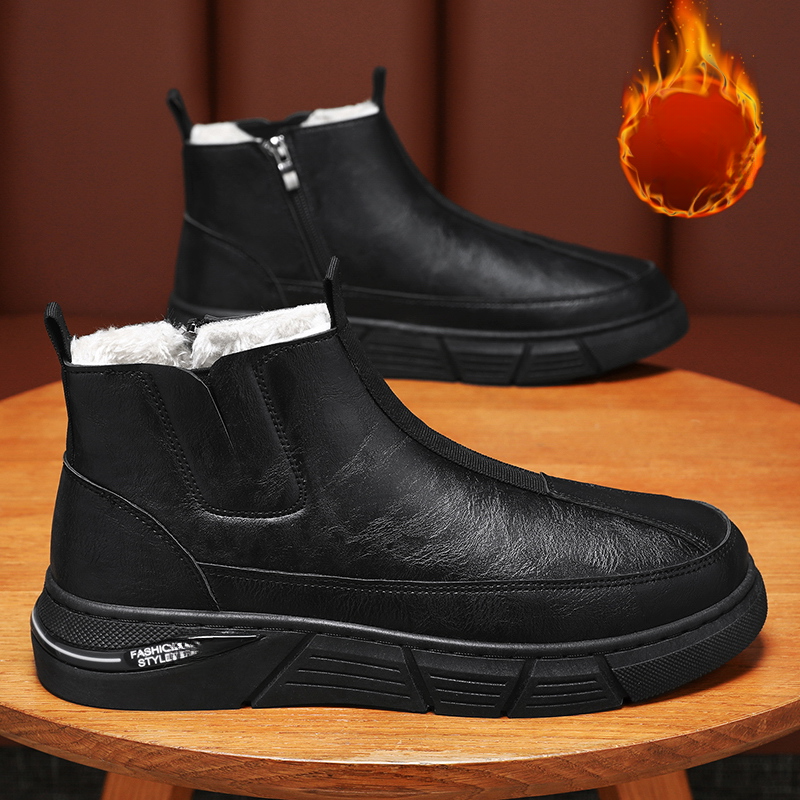 Lightning Delivery 2023 Herbst/Winter Neue Samt Martin Reißverschluss Leder Warme Innenhöhe Britischer Stil Arbeitsstiefel Herren_voghion.com