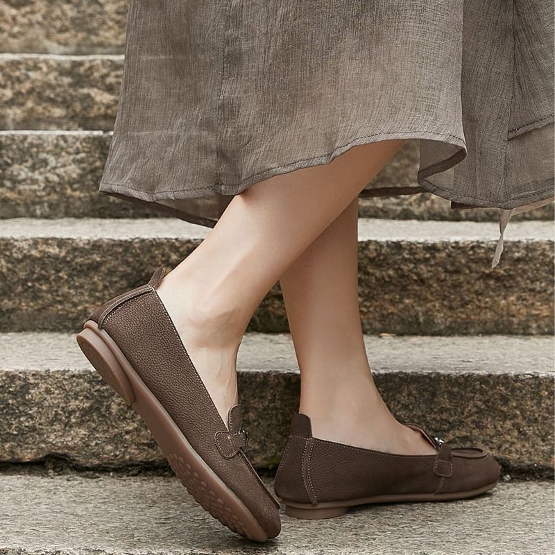 Genuine Leather 2025 Spring Summer New Sole Soft Surface Loafers Slip-On Single Breathable Non-Slip Commuter Women's_voghion.com