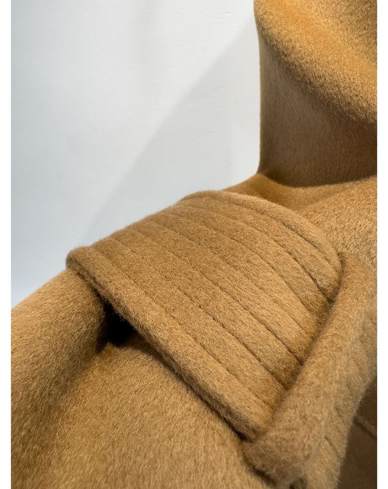 Trench double-face di lusso in misto cashmere e seta per donna – Elegante design con spalle scese, cappotto lungo aderente con drappeggio lusinghiero_voghion.com