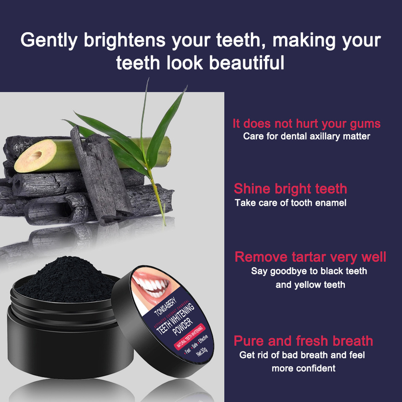 Coconut shell activated carbon bamboo charcoal black tooth powder, 30g bottle_voghion.com