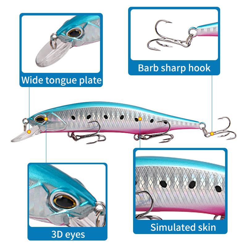 Lure Bait Six Colors Long Distance Floating Water Type Ringing Beads Minnow 14.6cm15g Laser Three Hook Bait Attack Upturned Mouth Bass_voghion.com