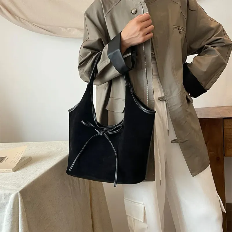 Sacs à bandoulière en daim vintage pour femmes, automne et hiver, sac à main Hobo à fermeture magnétique, sac fourre-tout rétro décontracté_voghion.com