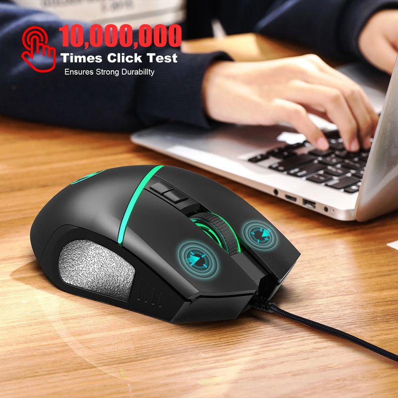 New A876RGB wired gaming mouse 12800dpi adjustable ABS material 8D macro programming matte_voghion.com