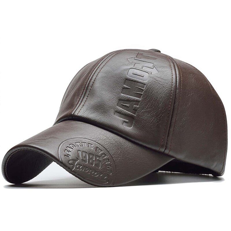 Șepci de baseball din piele PU cu imprimeu de litere, primăvara și toamna, în aer liber, reglabile, casual, pălării cu protecție solară_voghion.com