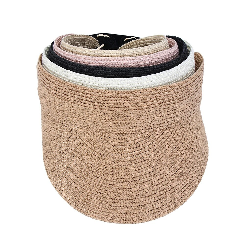 Pălărie de soare cu vizieră UV pentru femei, vară, moda, plajă, cool, gol, cu paie, pliabilă, pentru exterior, cu bor larg_voghion.com