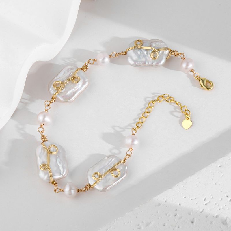 Baroque Design Freshwater Pearl Bracelet For Women 14K Gold Plated Wire Wrapped Bangle Fashion Jewelry_voghion.com