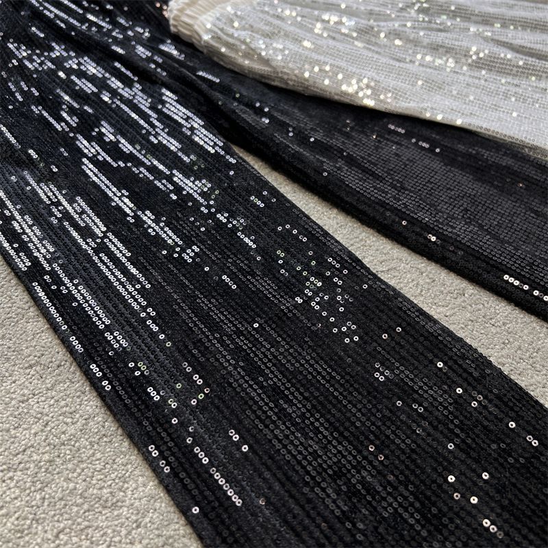 Summer New Flowy Starry Wide-Leg Pants With Elastic Waist & Sparkling Sequins – Comfortable, Loose-Fitting & Slimming Trousers_voghion.com