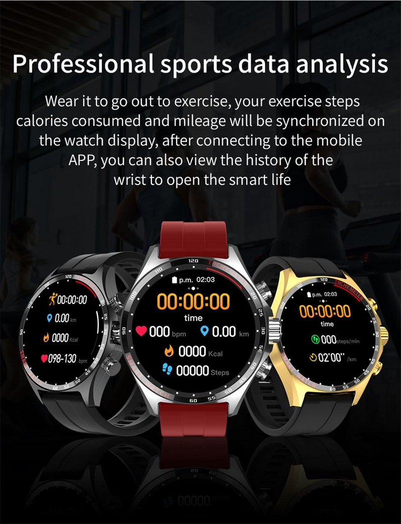 NORTH EDGE GPS Smart Watch for Men Bluetooth Call Receive/Dial, Fiess Tracker 1.58" HD Full Touch Screen with Heart_voghion.com