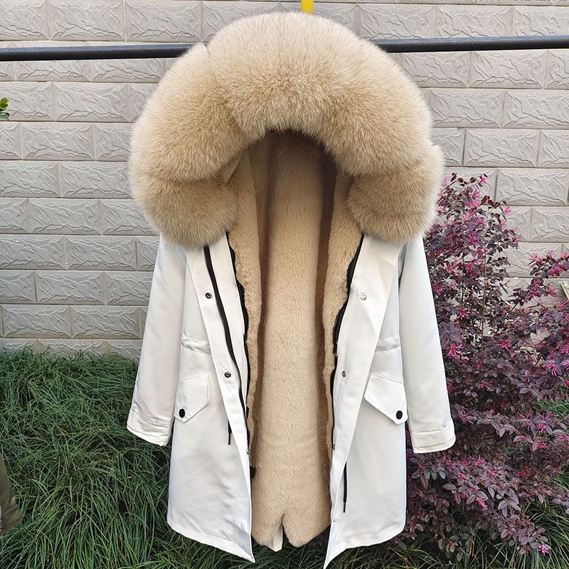 Abbigliamento da donna Nuovo inverno Parka da donna di media lunghezza Fodera in pelliccia rimovibile Collo in pelliccia Cappotto in pelliccia_voghion.com