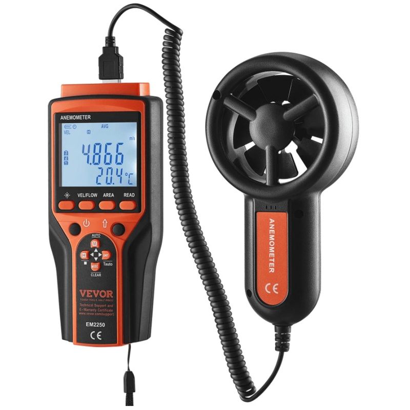 Schermo della temperatura del vento CFM Velocità del vento Anemometro digitale Misuratore di portata portatile LED retroilluminato diviso con misura della velocità del vento_voghion.com