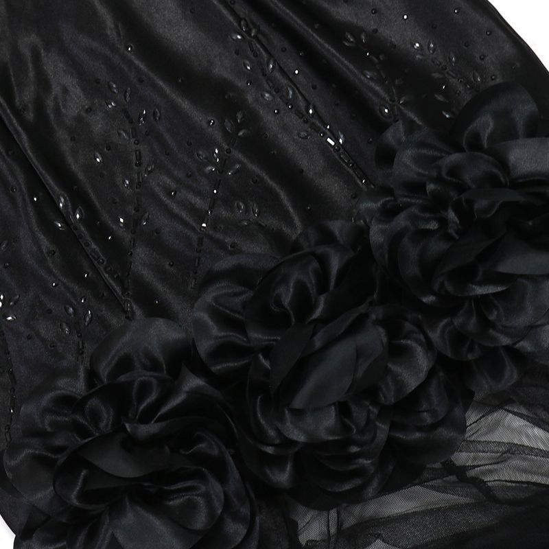 Damenbekleidung Sling Flower Mesh Kleid Gespleißt Langer Rock Sexy Sling Hot Diamond Hip Wrap_voghion.com