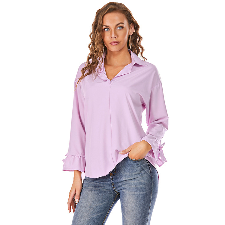 Chemise à manches longues pour femmes, mode de rue, ample, couleur unie, grande taille_voghion.com