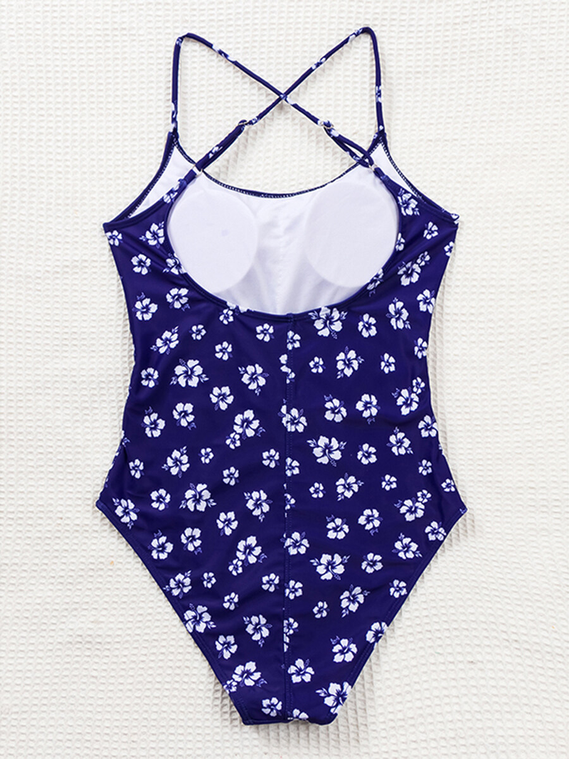 Happybuyner Damen-Sommer-Monokini-Badeanzug, ärmellos, rückenfrei, Blumendruck, geraffter Badeanzug, einteiliger Badeanzug_voghion.com