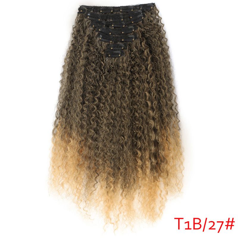Synthetische haarverlengingen pruik stuk 50cm140g Haarverlengingen Krulclip Dames krullen haarverlengingen 7-delige set_voghion.com