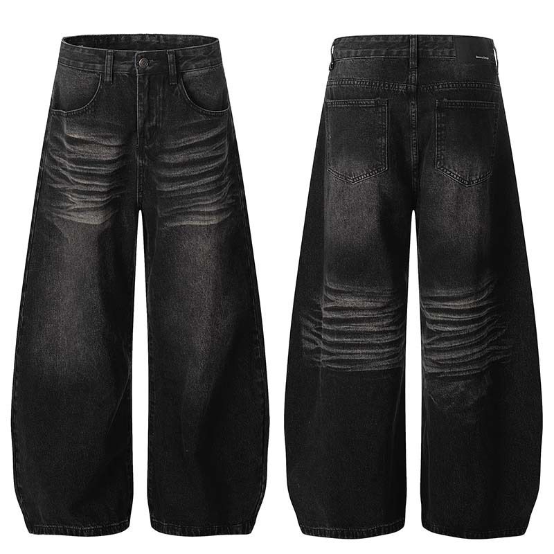 Unisex Vintage Washed Jeans – Retro Loose Fit Wide-Leg Denim Pants With Cat Whisker & Blade Wash (S-XXL, Multiple Washes)_voghion.com