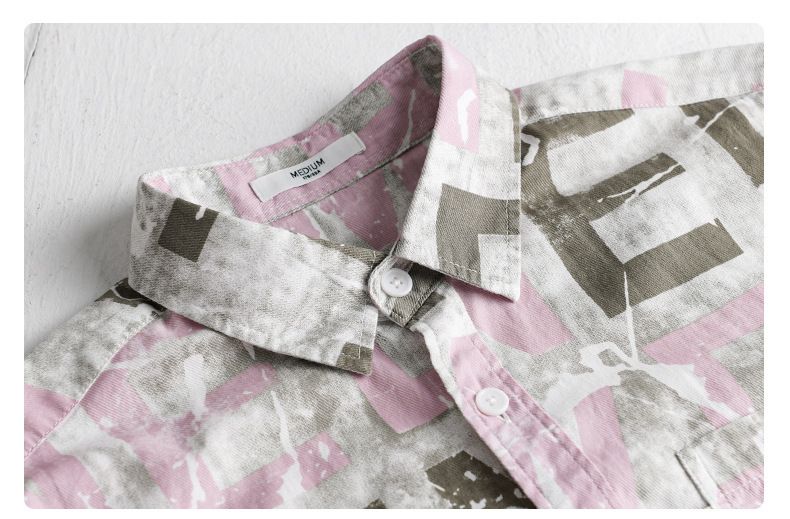 Camicia a maniche lunghe da uomo – Camicia casual oversize in cotone con stampa a lettere_voghion.com