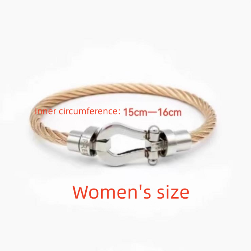 Brățară din aur roz cu cataramă magnetică în formă de potcoavă, de designer, din sârmă de oțel și titan_voghion.com