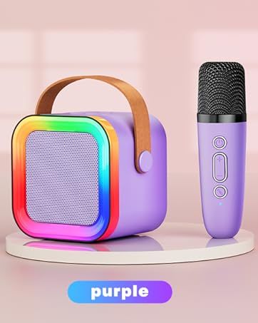 Mini Karaoke Machine For Kids Adults,Portable Bluetooth Speaker, 2 Wireless Microphones With Fun Voice Changing Function_voghion.com