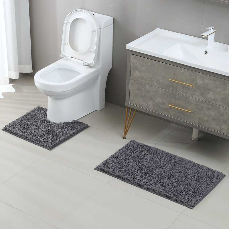 Heißverkaufte Chenille-Bodenmatte, lange Wolle, Badezimmer-Bodenmatte, saugfähiger Badezimmerteppich_voghion.com