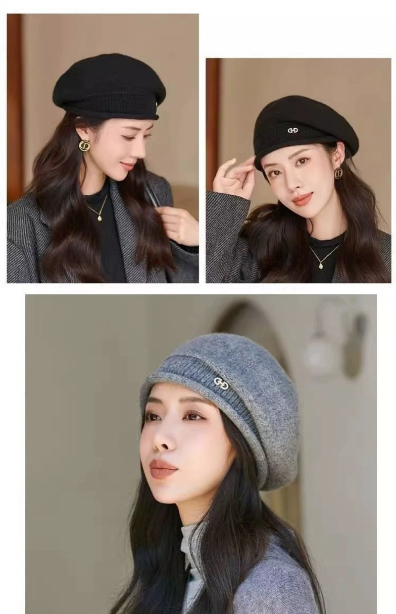 Boina de tricô feminina, resistente ao frio, outono e inverno de 2025, versátil, moderna, quente, elegante e com proteção para as orelhas._voghion.com