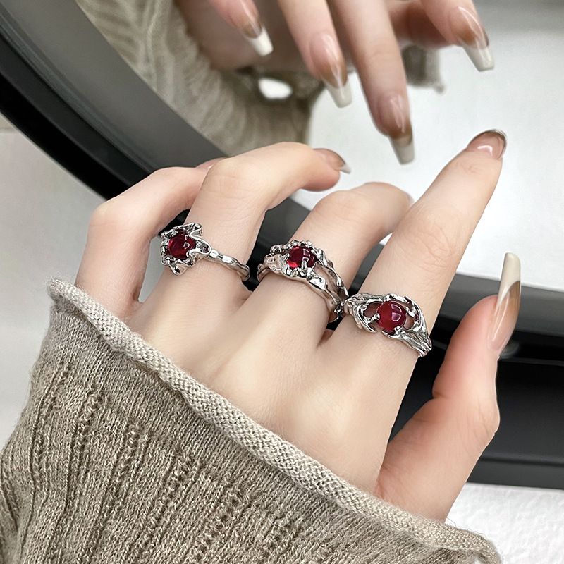 2025 Fashion Style New 2024, black punk nail, grape, rope, red bag, hollow, unisex, couple ring, men's and women's jewelry, gift_voghion.com