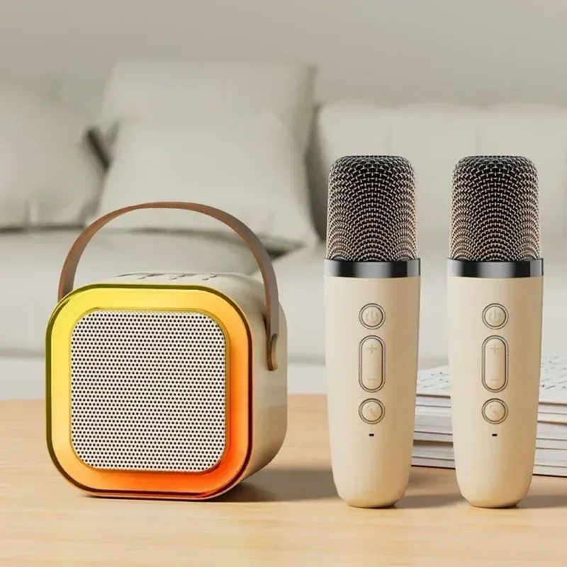 K12 Karaoke-Maschine Tragbares Bluetooth 5.3 PA-Lautsprechersystem mit 1-2 drahtlosen Mikrofonen für den Heim- und Familiengesang Kindergeschenke_voghion.com