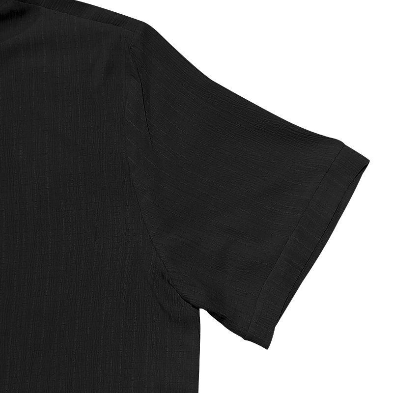 Herren Revers Einfarbig Kurzarm Button-Down-Hemd Lässiges Lose Kurzarm Cardigan Strand T-Shirt_voghion.com