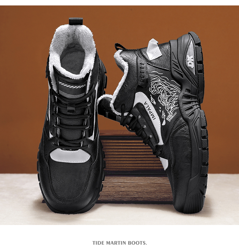 Autumn and winter pile warm Martin boots High top thick soles outdoor waterproof and cold working sports snow boots men's ankle boots_voghion.com