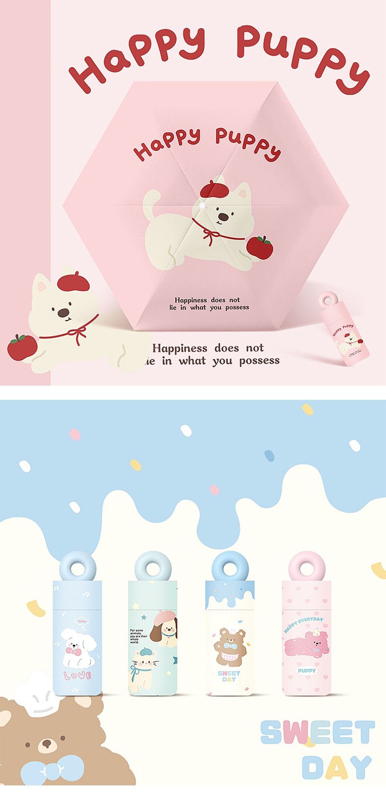 50% de desconto em mini guarda-sol infantil para meninas, compacto e prático, com proteção UV e logotipo._voghion.com