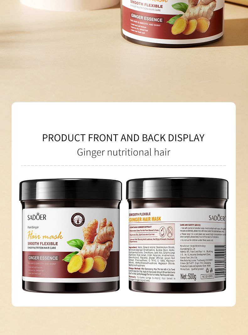 Maschera completa allo zenzero inglese 500 g SADOER Idratante e lisciante per capelli Trasmissione in diretta_voghion.com
