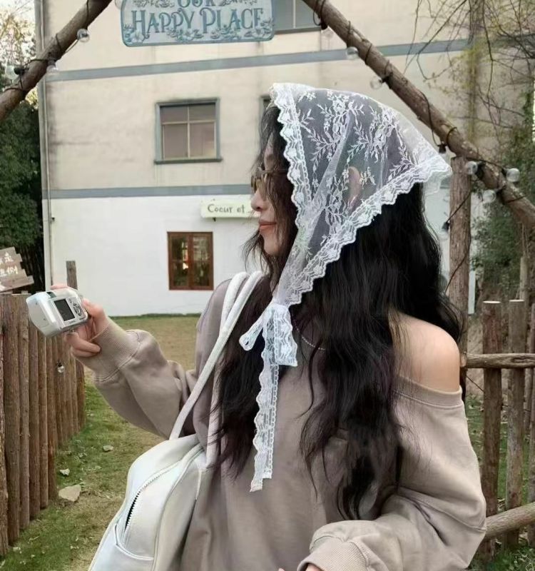 Kore İlkbahar/Yaz Modası Çok Yönlü Dantel Fiyonk Patchwork Kravat Dekorasyonu Üçgen Önlük_voghion.com