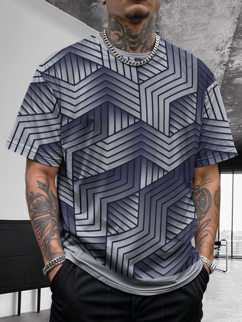 Nuovo design estivo da uomo, retrò, comodo, casual, elasticizzato, slim, basic, a maniche corte_voghion.com