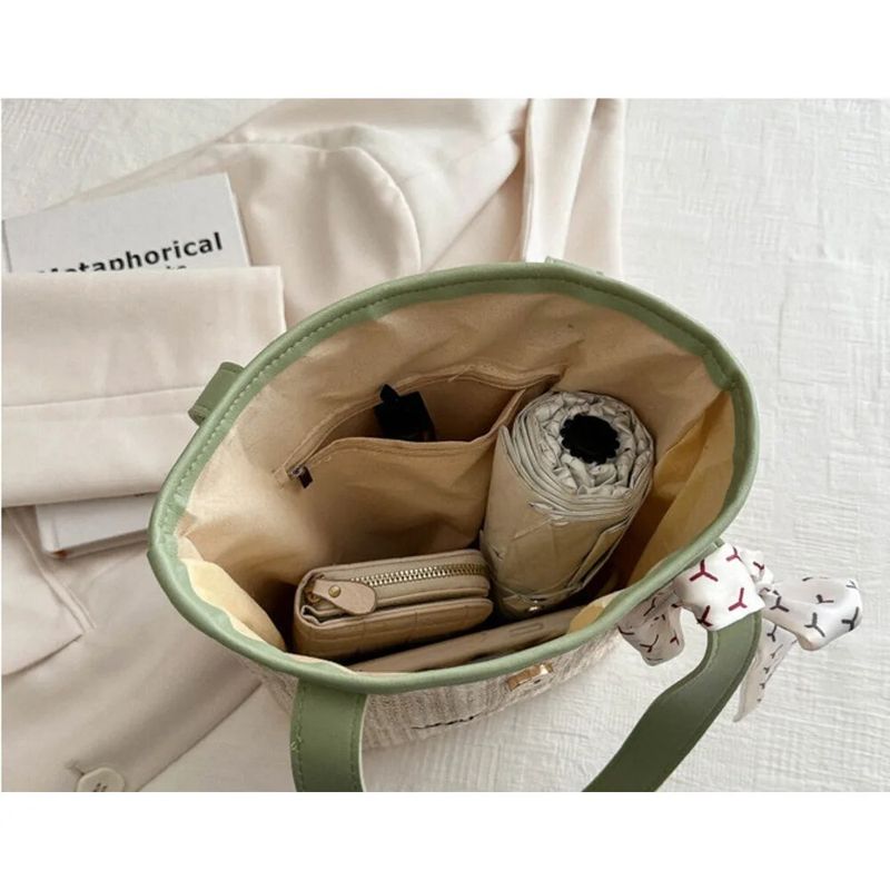 Borsa secchiello sciarpa personalizzata per ragazza, unica, tessuta 2024, nuova estate, fresca spiaggia Versatile_voghion.com