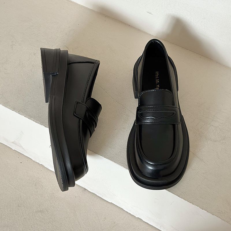 Flache weiche Leder professionelle Halbschuhe Damen britischen Stil schwarz Sommer Arbeitsschuhe Frühling Herbst_voghion.com