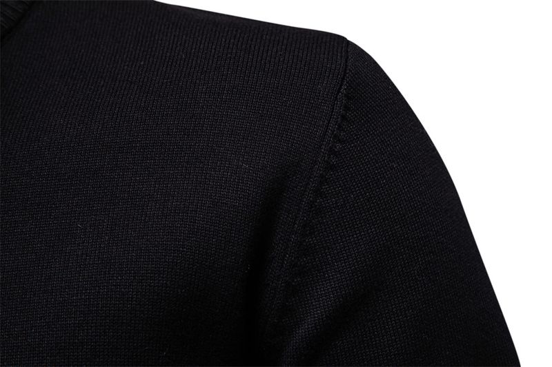 Suéter masculino de malha com gola alta - corte slim, 95% algodão, pulôver com zíper (azul-marinho/preto/verde/cinza claro/cinza escuro/bege)_voghion.com