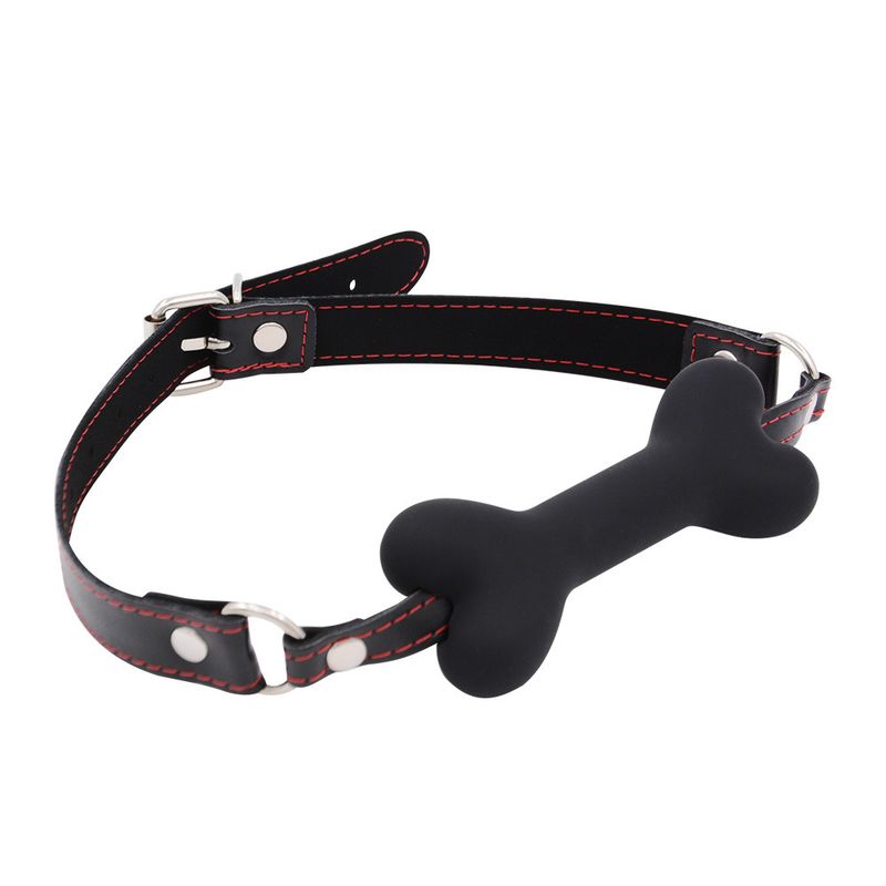 Silicone Dog Bone Gag - BDSM Ball Gag With Restraint Collar, Adjustable Bondage Gear For Couples_voghion.com