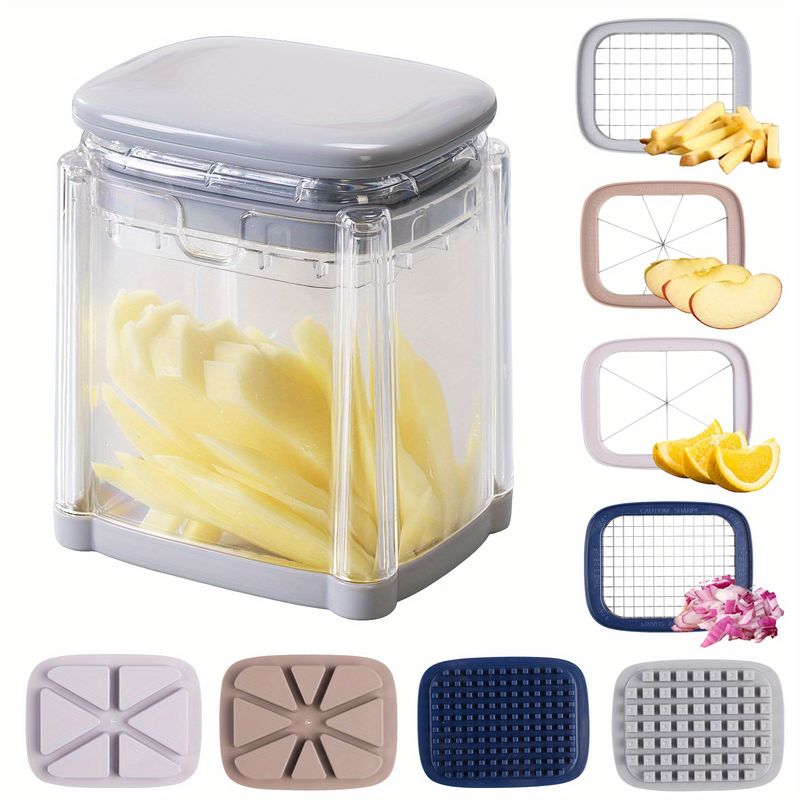 1 Stück, Pommes-Frites-Schneider, Zerkleinerer mit 4 Klingen, Küchenutensilien für Gemüse, Kartoffelschneider, Zwiebel-Chili-Zerkleinerer,_voghion.com