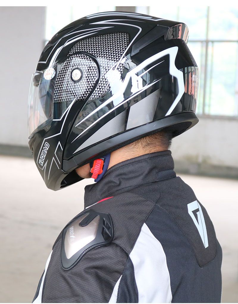 KQIBOO Dual Visor Motorcycle Helmet Flip-Up Full Face Helmet With 3C Certification For Safe Riding - Matte Black_voghion.com