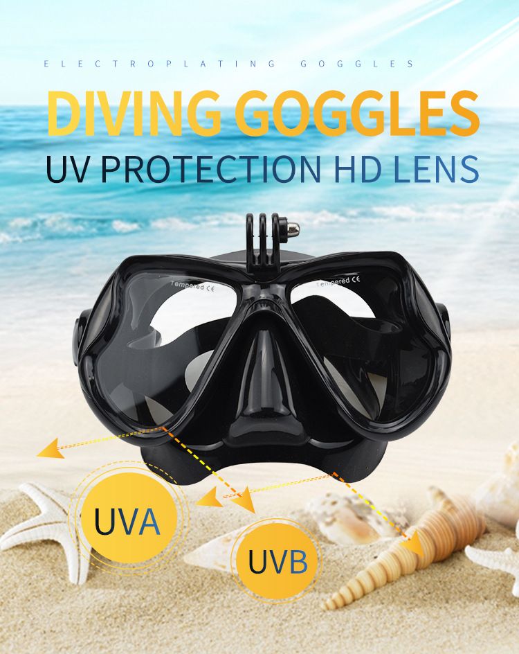 Male female adult goggles, large frame silicone face mirror, swimming and snorkeling mask, diving goggles_voghion.com