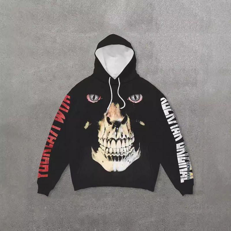 Felpa con cappuccio casual da uomo con stampa 3D a forma di scheletro_voghion.com