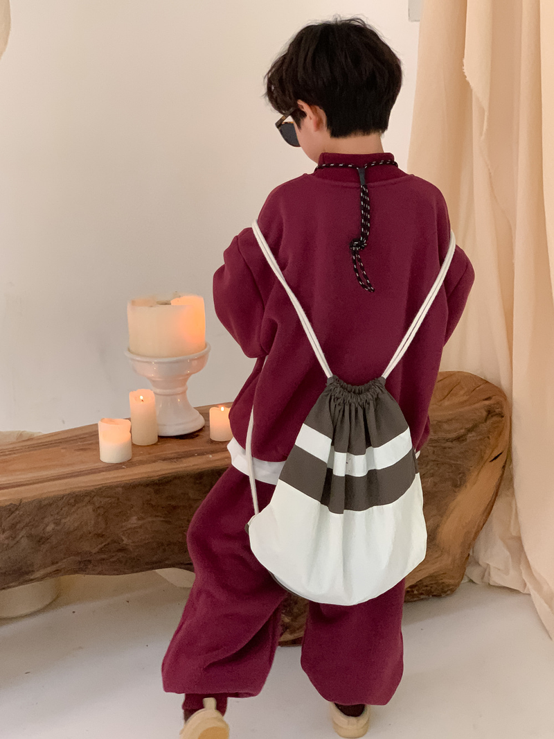 Pull en peluche à col haut pour garçons et filles, ensemble deux pièces épais avec l'alphabet coréen, pour enfants, hiver 2023_voghion.com